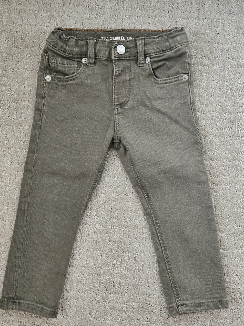 Zara - Toddler Boy - Slim Fit Olive Green Jeans
